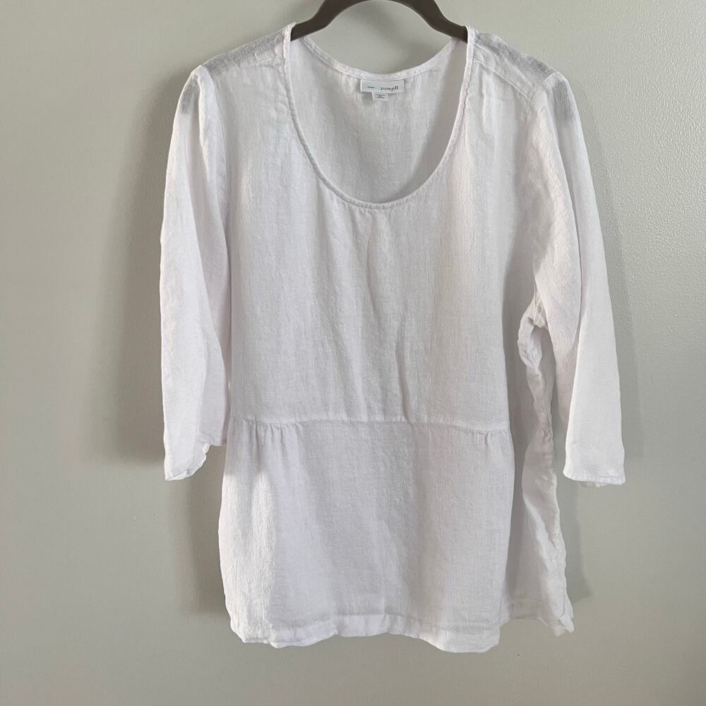 PureJill White Linen Blend Top Size XL Petite